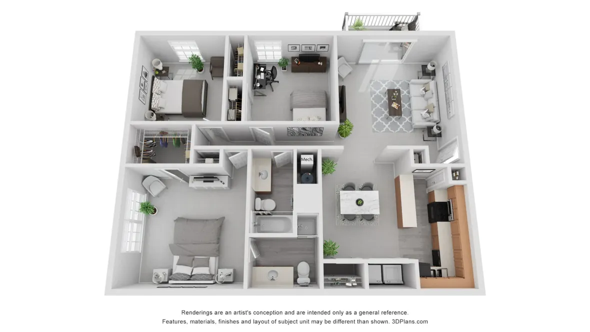 A photo of our 3x2 floor plan, The Bishop.