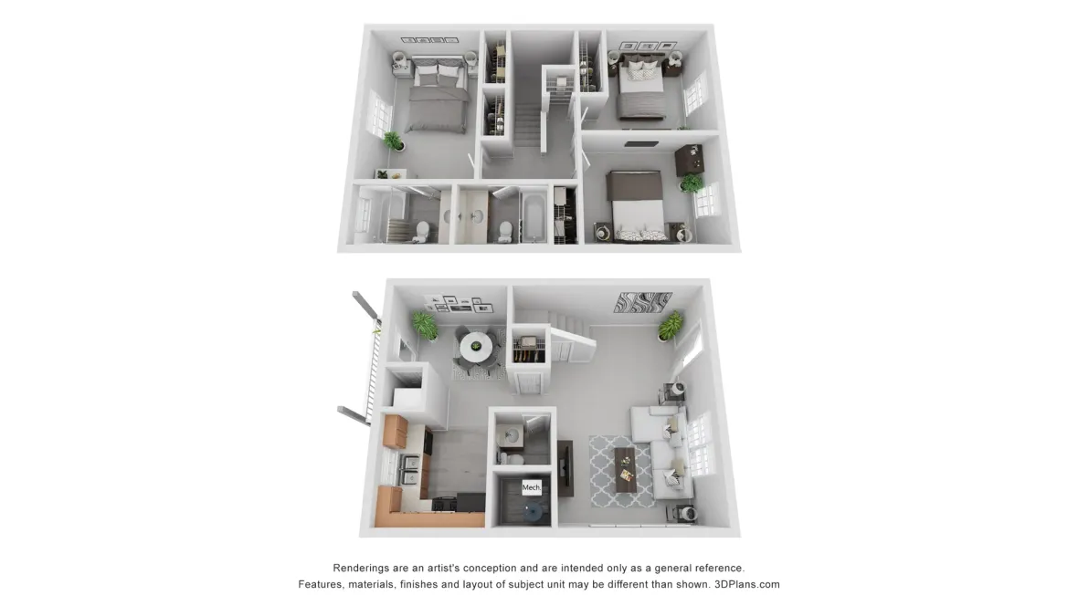 A photo of our 3x2.5 floor plan, The Canton.