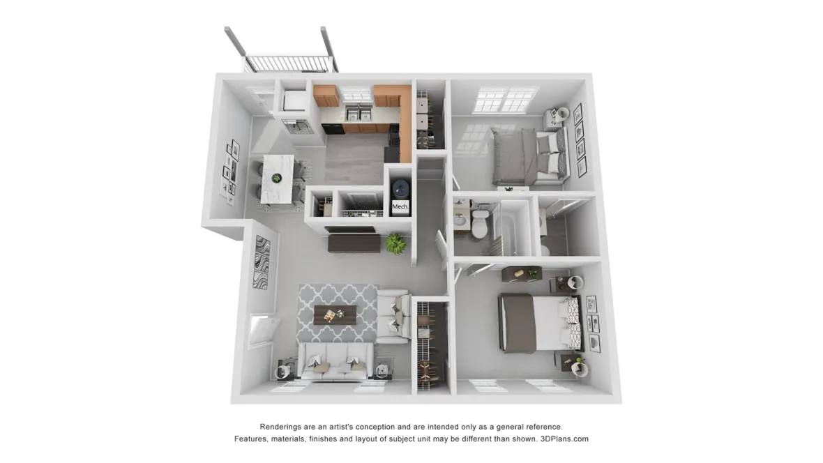 A photo of our 2x1.5 floor plan, The Garrison.