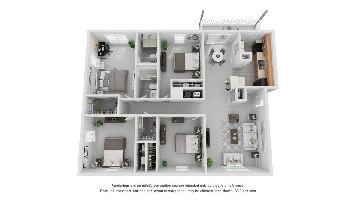 A photo of our 4x2 floor plan, The Miller.