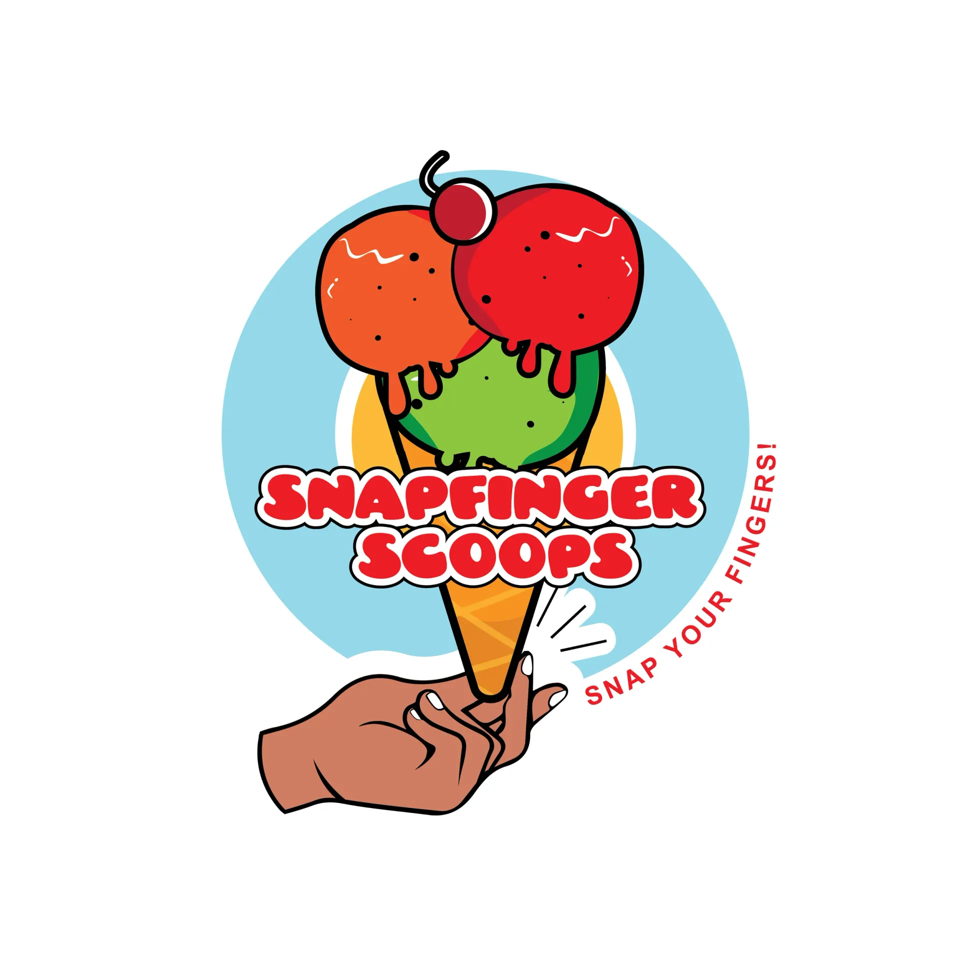 The logo for Snapfinger Scoops.