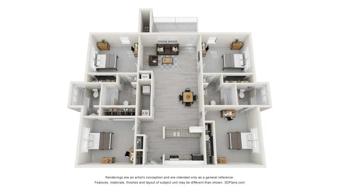 The Chateau floorplan offers four bed, four bath. 