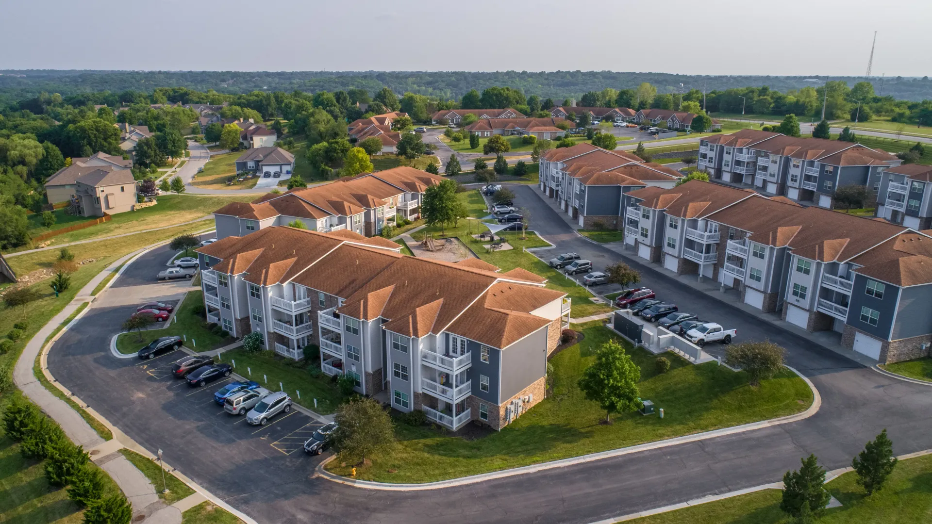 An aerial view offering a glimpse of the extensive community