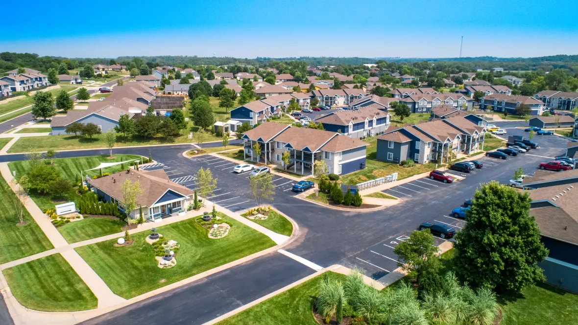 An aerial view unveils our well-kept community