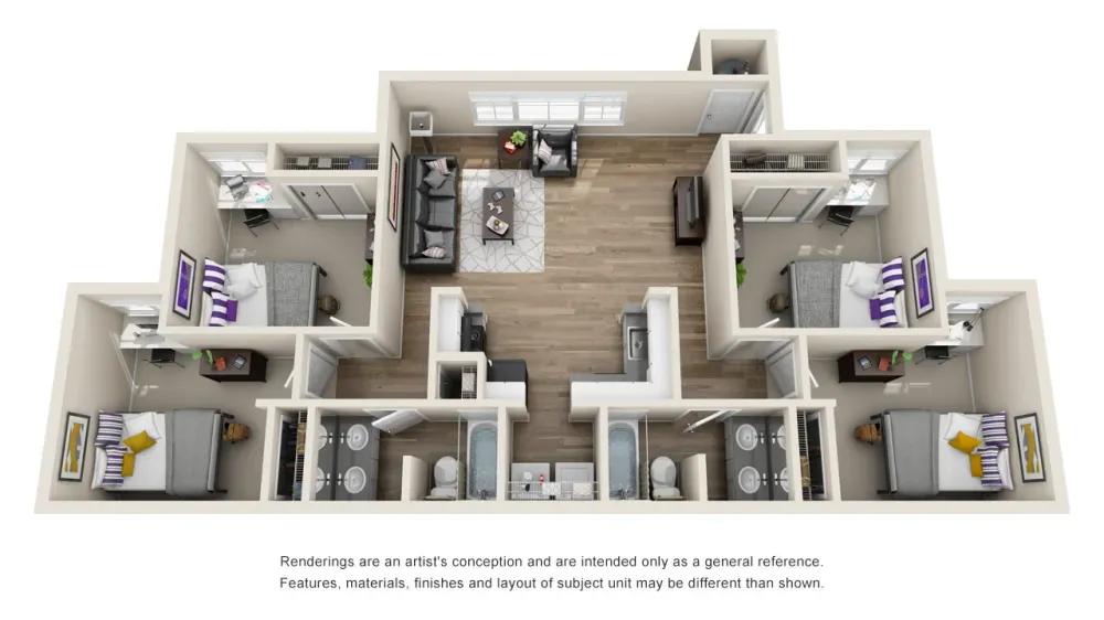 A photo of our 4x2 floor plan, The Bayou.