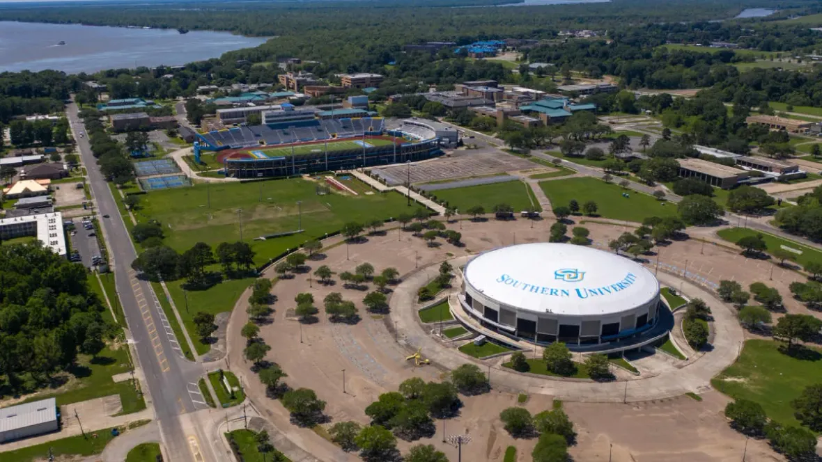 An aerial view of the Southern University campus.