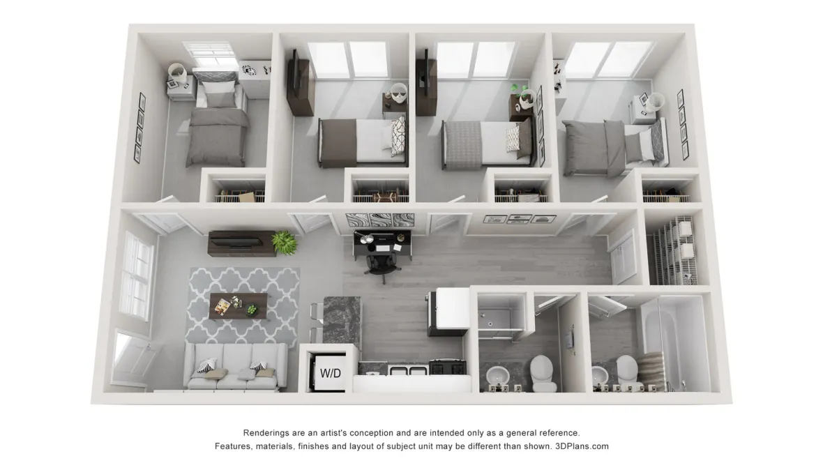 A photo of our 4x2 floor plan, The New England.