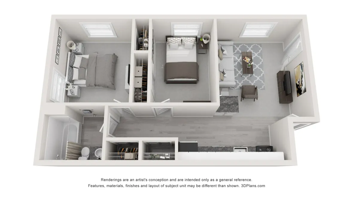A photo of our 2x1 floor plan, The Collegiate.