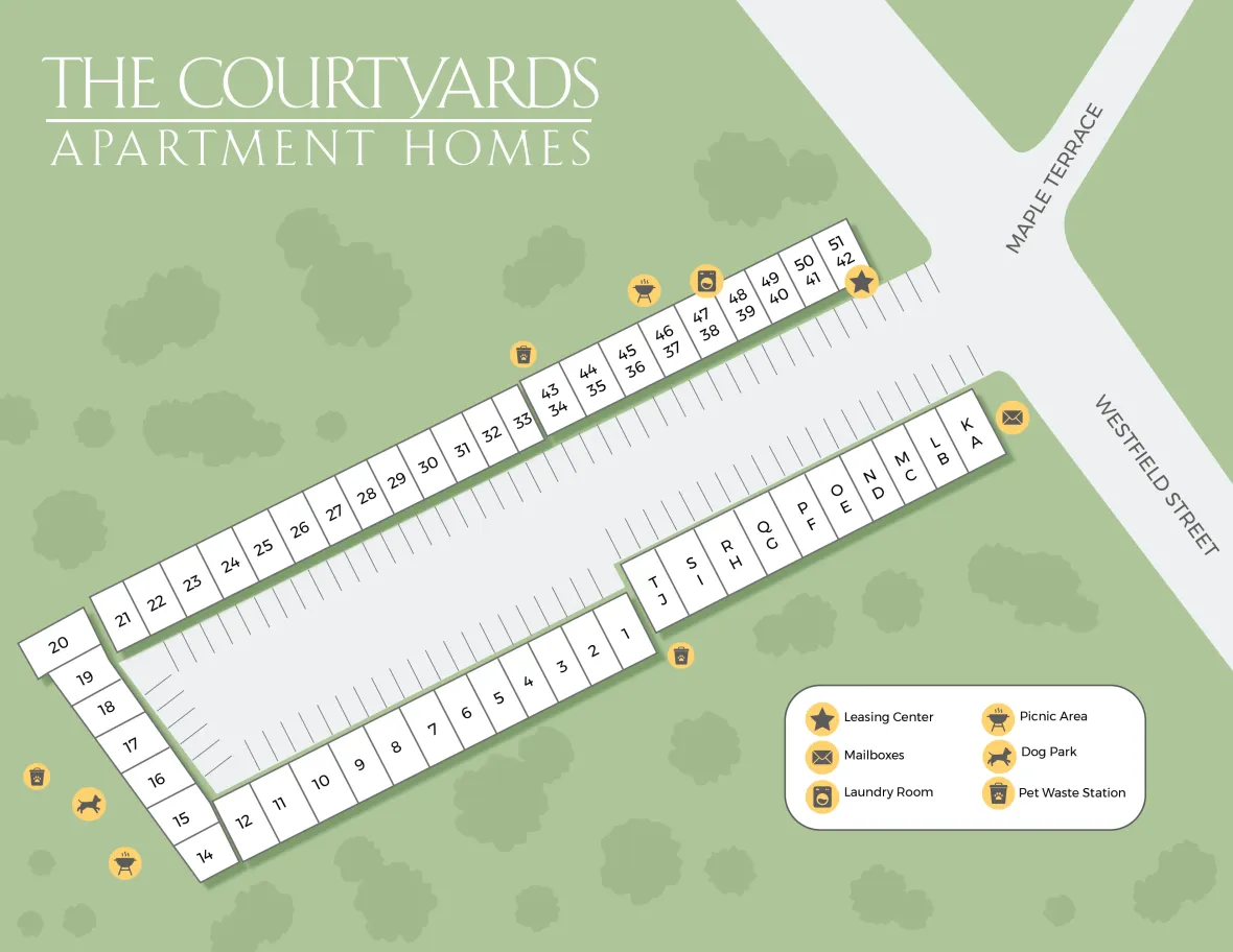  A property map of The Courtyards showing the layout of the community.