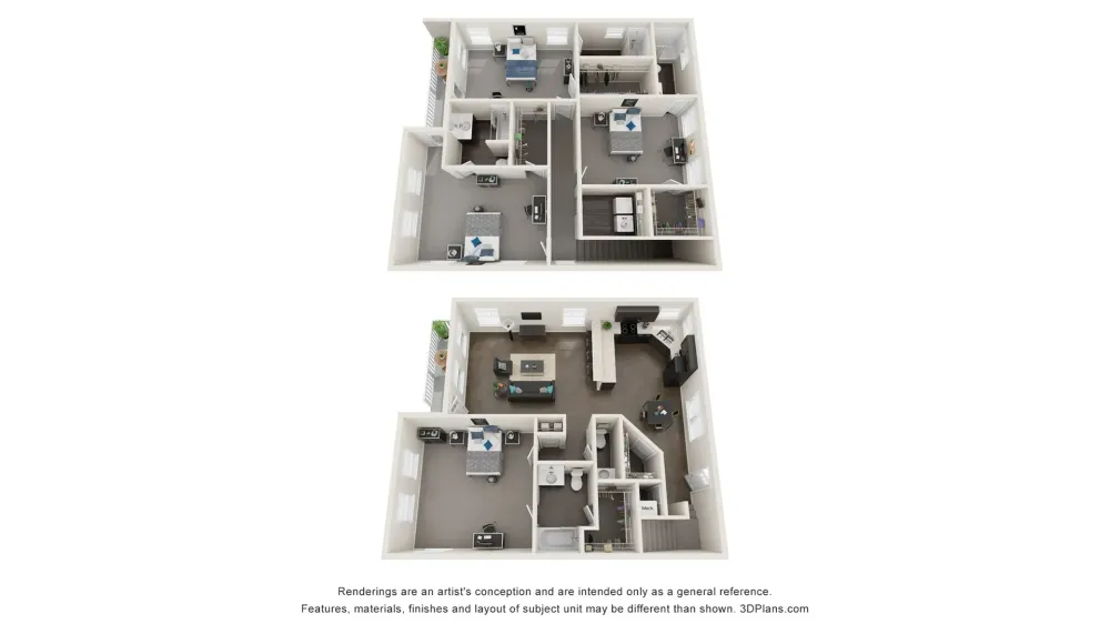 A photo of our 4x4.5 floor plan, The Quad.