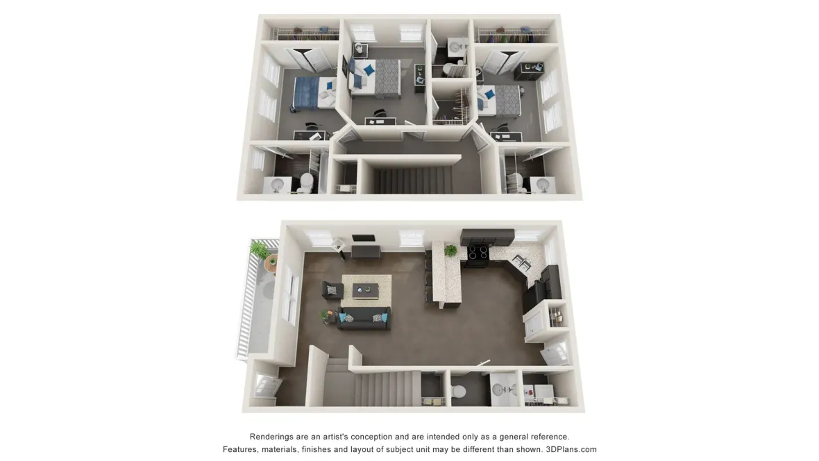 A photo of our 3x3.5 floor plan, The Faurot.