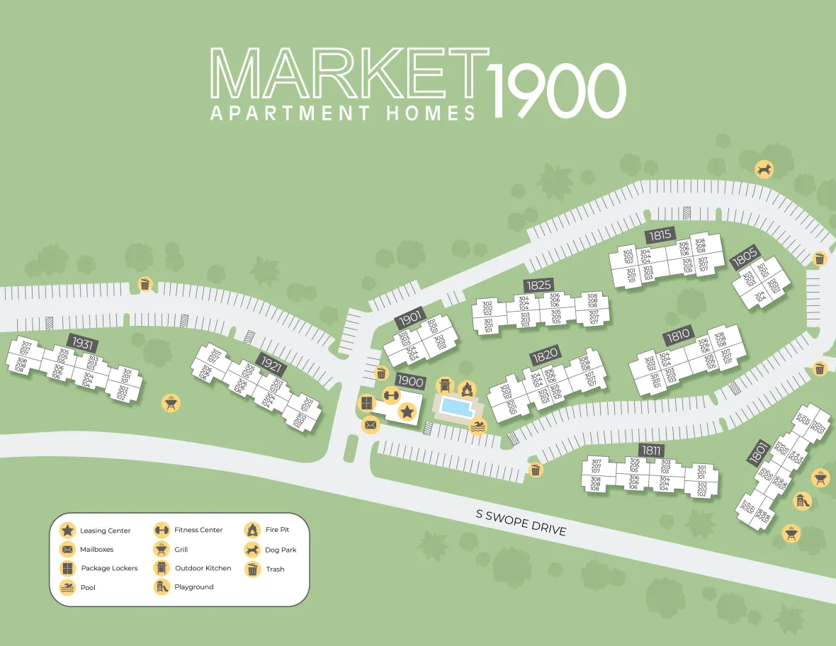 A map rendering of Market 1900 Apartments