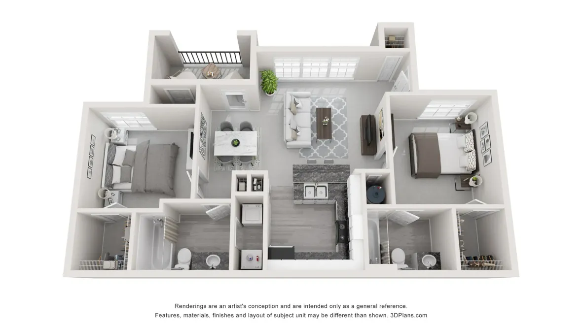 A photo of our 2x2 floor plan, The Essex.