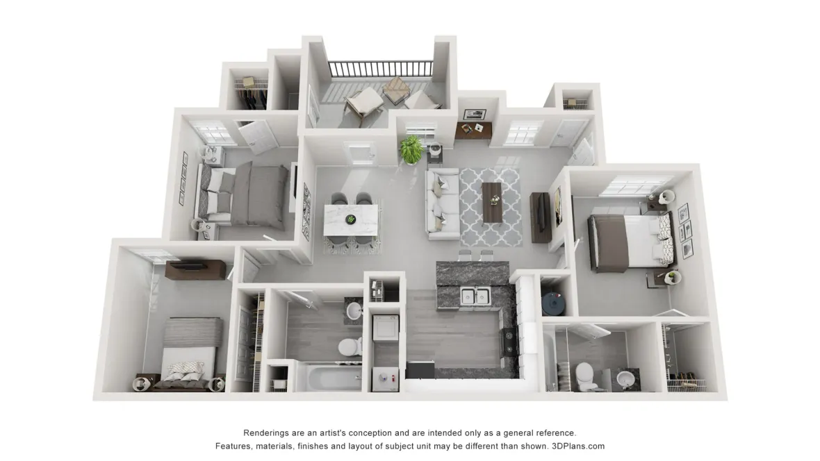 A photo of our 3x2 floor plan, The Monarch.