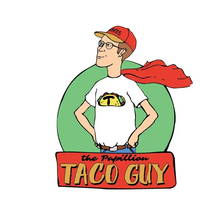 The logo for The Papillion Taco Guy.