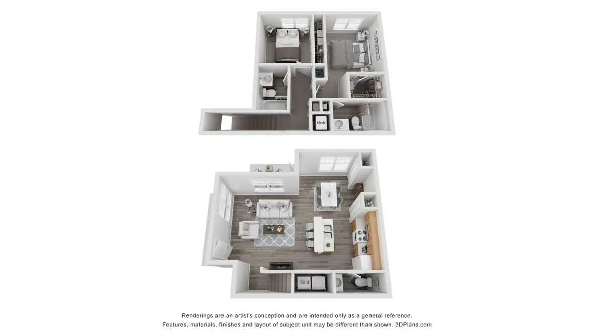 A 3D rendering of the Spruce floor plan