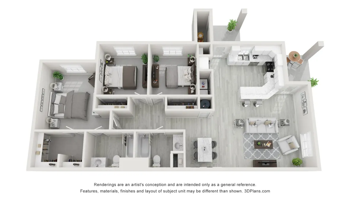 A photo of our 3x2 floor plan, The Cobalt.