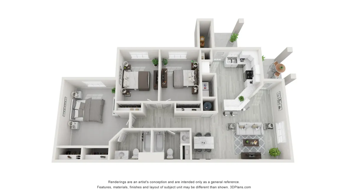 A photo of our 3x2 floor plan, The Zinc.