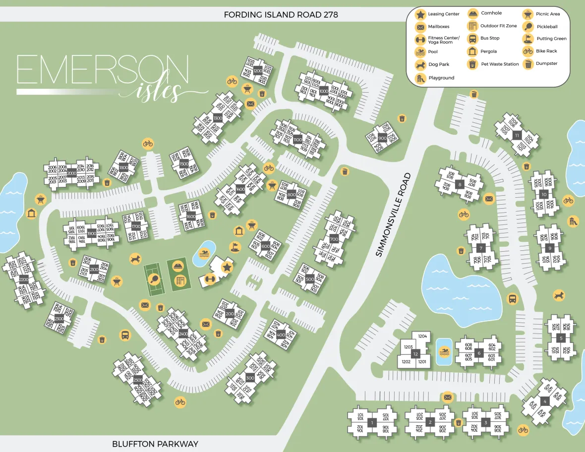 A property map of Emerson Isles showing the layout of the community.