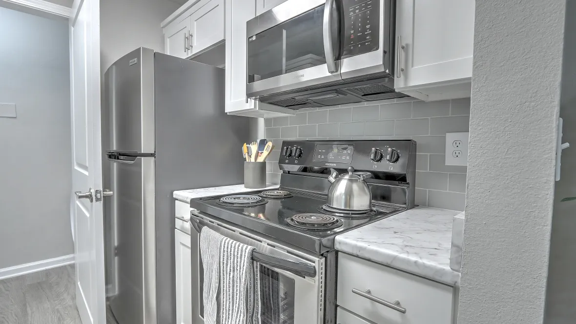 Modern kitchens shine with stainless-steel appliances and contemporary design.